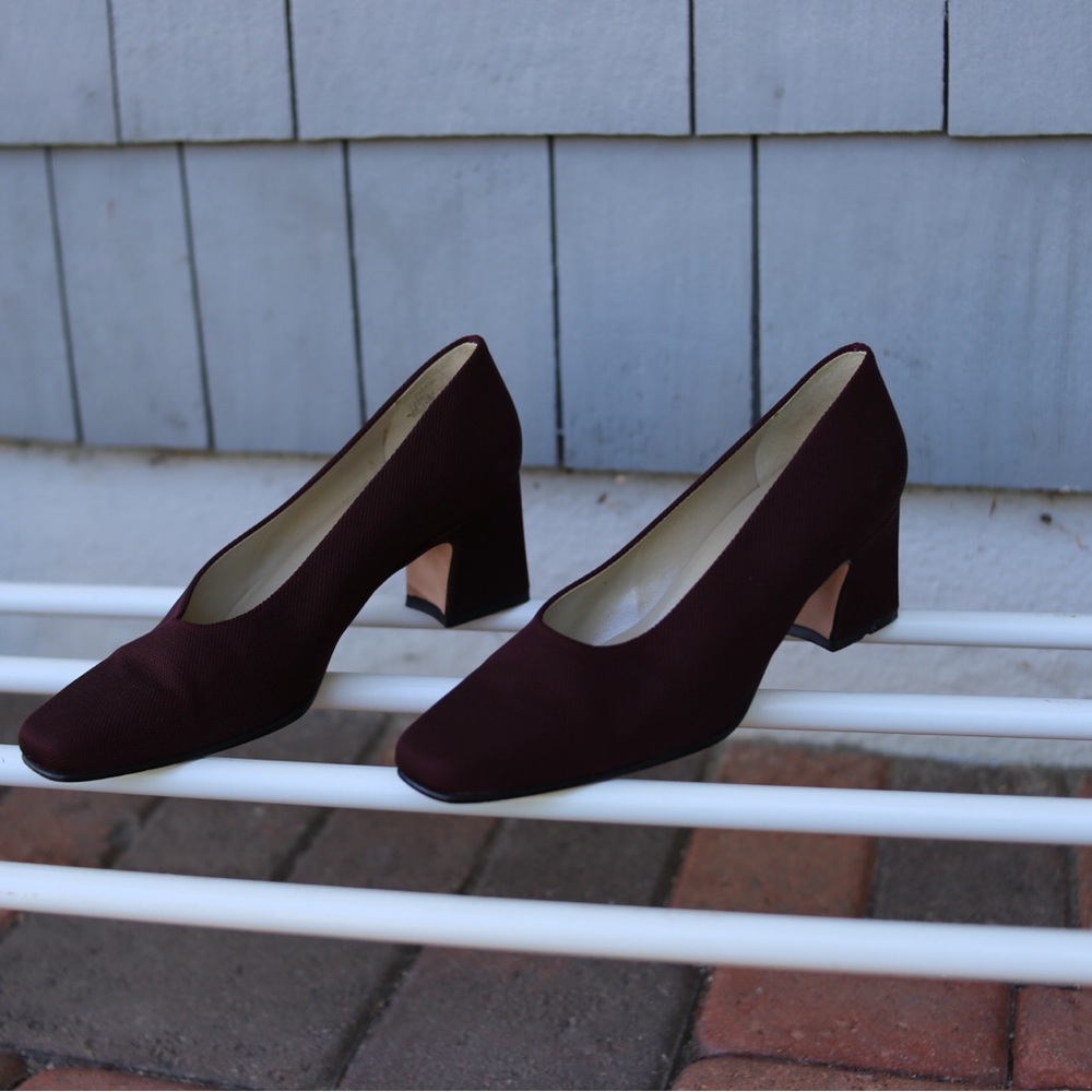 Nine West Plum Burgundy Slingback Block Heel Pumps